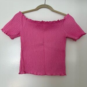 H&M Vibrant Pink Smocked Crop Top